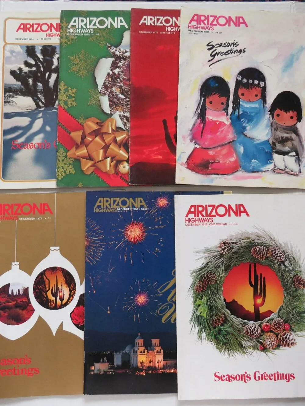 Arizona Highways Vintage Magazines Season’s Greetings 7 issues 1973-1983